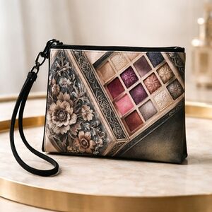 Source Unknown Floral Embossed Cosmetic Bag